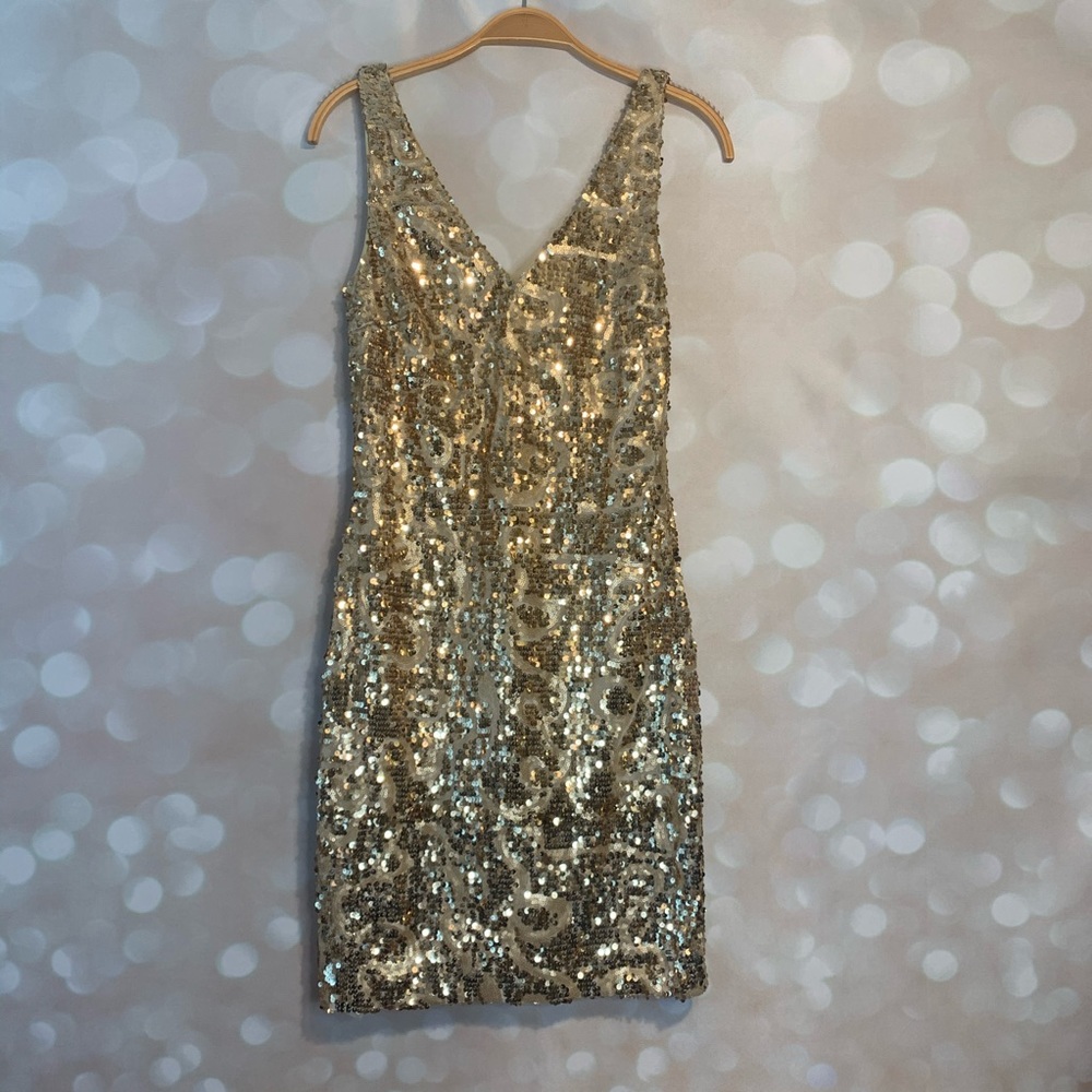 Bebe Gold Sequin Party Dress